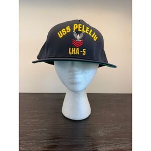 Vintage USS Peleliu LHA-5 Hat California Headwear Navy Blue Snapback Made in USA